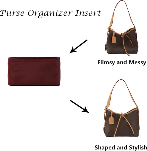Miniatura 5 de Doxo Organizador de bolso de terciopelo para bolsos, organizador de bolsas de mano para bolsas LV Carryall PM, múltiples bolsillos