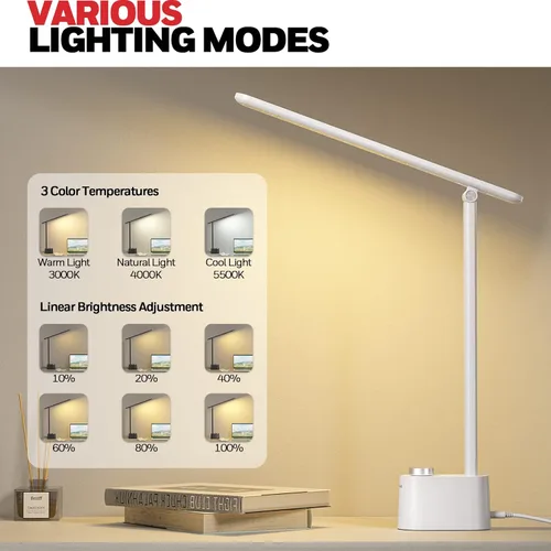 Miniatura 3 de Lámpara de escritorio LED Honeywell con puertos de carga USB - Sunturalux™ HWT-H01 Lámpara de mesa con atenuación sin escalones y cuidado