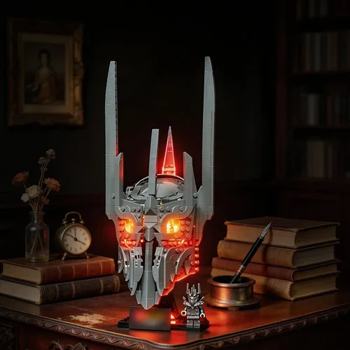 Vaodest Kit de luces LED compatible con el casco Lego Barad-dûr Sauron 11373, luces de modelo de construcción con diseño de cable oculto, juego de