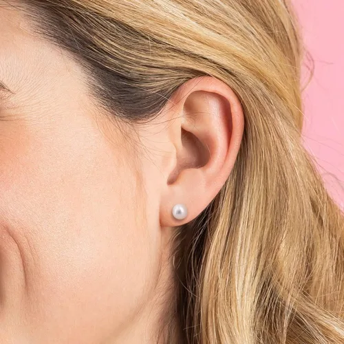 Miniatura 2 de KEZEF Aretes de perlas para mujer, oro real de 14 quilates, perlas cultivadas de agua dulce con mariposa dorso de oro de 14 quilates con silicona