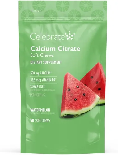 Celebrate Vitamins Bariatric - Masticables suaves de citrato de calcio de 500 mg con 500 UI de vitamina D3 – Esencial para pacientes con bypass
