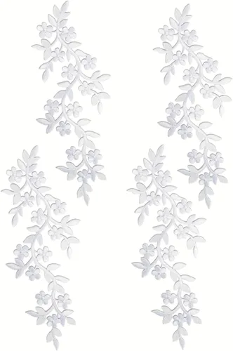 Miniatura 12 de 4 unidades de parche largo de 10x5 pulgadas con diseño de enredadera de flores y hojas, parche termotransferible bordado para prendas, cortinas