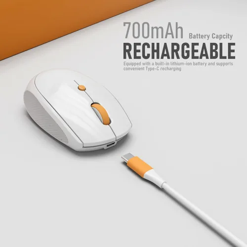 Miniatura 4 de Ratón inalámbrico silencioso para trabajo y estudio, Bluetooth de modo dual + receptor USB de 2.4G, recargable, cómodo para largas horas, compatible