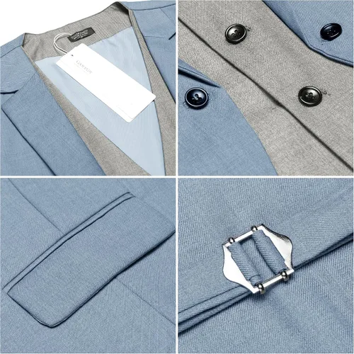 Miniatura 4 de COOFANDY Chaleco para hombre en capas para traje de negocios, chaleco de vestir formal, chaleco de boda, ajuste delgado