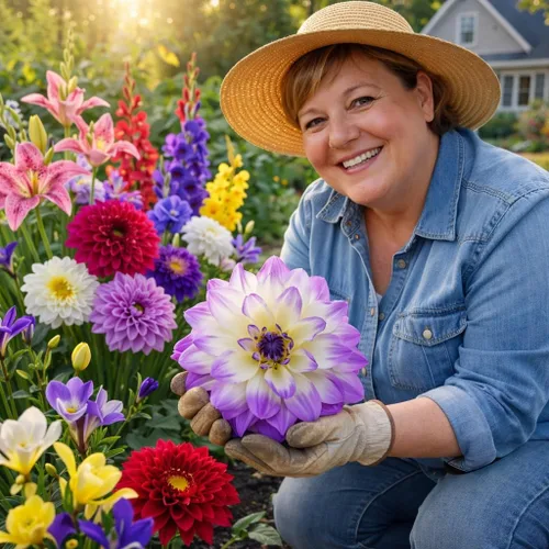 Miniatura 2 de WeGarden - 32 bulbos de flores mixtas para plantar en primavera, dalia, gladiolo, lirio, iris holandés y fresia Colección de bulbos de fácil