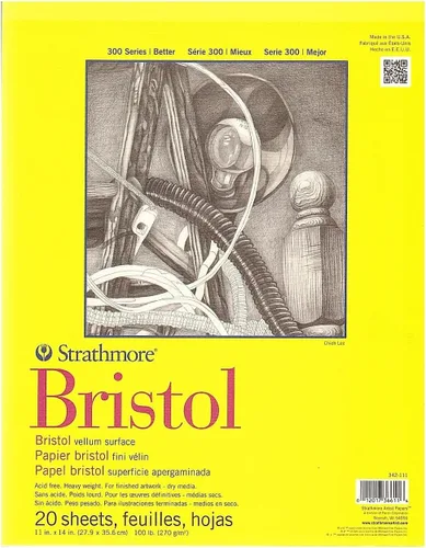 Miniatura 9 de Strathmore Bloc de papel Bristol serie 300, liso, encuadernado con cinta, 11 x 14 pulgadas, 20 hojas (100 lb/270g) - Papel de artista para adultos