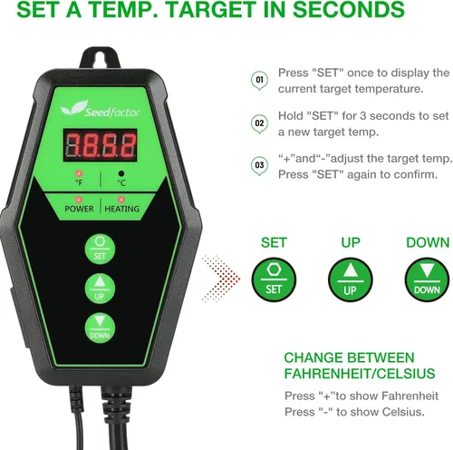 Miniatura 6 de Controlador digital de termostato térmico para germinación de semillas, reptiles e invernadero de incubación de cría de cerveza, 40-108°F, 8.3A