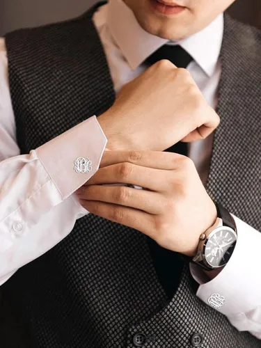 Miniatura 3 de Supcare Gemelos para hombre, gemelos personalizados para fotosiniciales para hombres, papá, padre, novio, marido, joyería de boda
