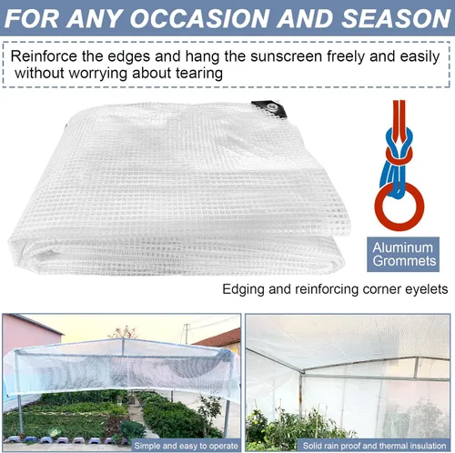 Miniatura 4 de STARPYNG - Lona de 10 Mil Transparente/Blanca de 16X20 Pies - Lona de Malla Transparente Resistente - Lona Impermeable, Resistencia UV, Invernadero