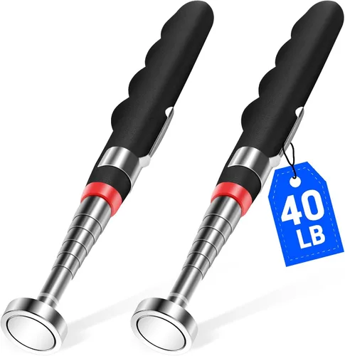 2 piezas de herramienta magnética telescópica con fuerza de tracción de 40 libras (18 kg), palos magnéticos telescópicos fuertes de 30 pulgadas (76
