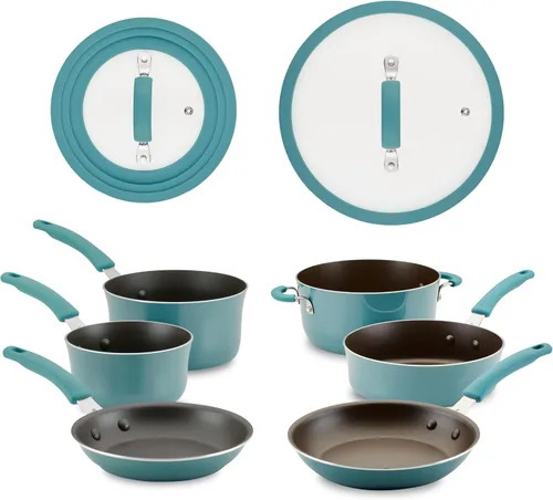 Miniatura 14 de Rachael Ray Cook + Create - Juego de utensilios de cocina antiadherentes de aluminio, 10 piezas, azul agave