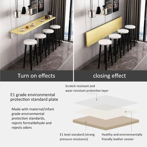 Miniatura 8 de Mesa larga estrecha colgante para el hogar, mesa de comedor para colgar en la pared, pared de cocina plegable, escritorio plegable colgante, tienda