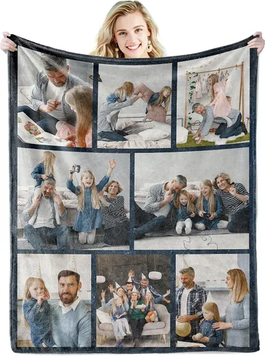Miniatura 19 de Youltar Regalos personalizados para el día de la madre para mamá, manta de fotos personalizada de hija e hijo, 6 collages de fotos de 30 x 40