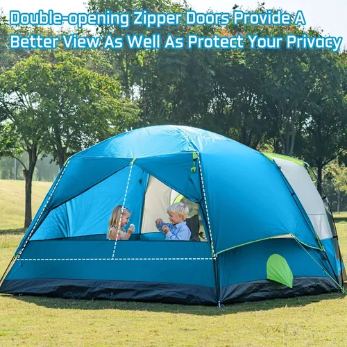 Miniatura 7 de JELUCAMP Tienda de campaña familiar grande impermeable para 6/8 personas para camping, tienda de campaña con porche con mosquitero, relajación sin