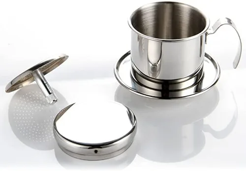 Miniatura 2 de Cafetera, cafetera vietnamita de acero inoxidable, cafetera de goteo de una sola taza, portátil para el hogar, cocina, oficina, uso al aire libre