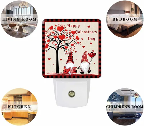 Miniatura 5 de Luz nocturna de San Valentín enchufable, lámpara de noche LED, sensor automático, luces de noche para niños, enchufe en la pared, lindo gnomo