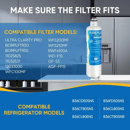 Miniatura 2 de PUREPLUS BORPLFTR50 Reemplazo para Filtro de Agua Ultra Claridad Pro de Bosch 11025825 para Refrigerador, Compatible con 12033030, 12028325