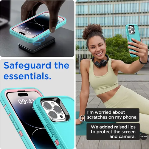 Miniatura 4 de AICase Funda para iPhone 14 Pro Max (6.7") con Protector de Pantalla de Vidrio, Protección contra Caídas de Servicio Pesado, Cuerpo Completo
