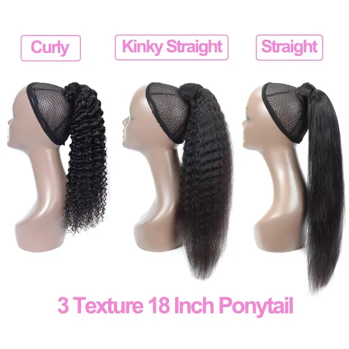 Miniatura 7 de Extensiones de cola de caballo con correa de cabello humano rizado, 100% cabello brasileño sin procesar, cola de caballo, pasta mágica con clip