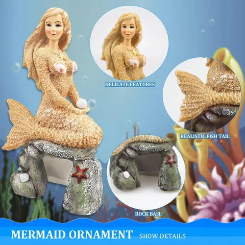 Miniatura 3 de Estatua de sirena para acuario, estatua de sirena, decoración de pecera, escultura de sirena, adornos de resina para decoración de peceras