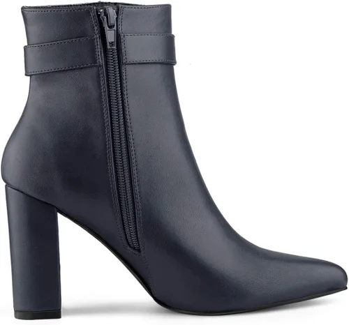 Miniatura 6 de Allegra K Botines de tacón decorativo con hebilla en punta para mujer