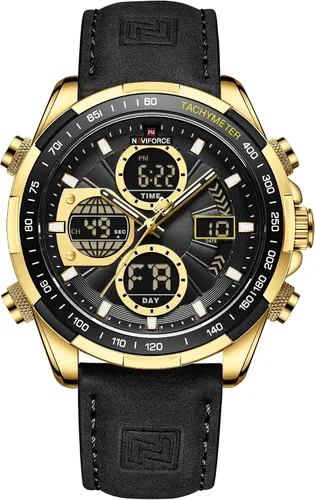 Miniatura 8 de NAVIFORCE Relojes militares digitales para hombre, reloj analógico de cuarzo, resistente al agua, deportivo, multifuncional, correa de cuero, reloj