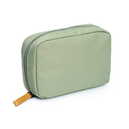 Miniatura 28 de Bolsa de cosméticos media luna Hekyip, neceser de maquillaje para viajes, neceser impermeable portátil para niñas y mujeres, pequeña (TODO NEGRO)