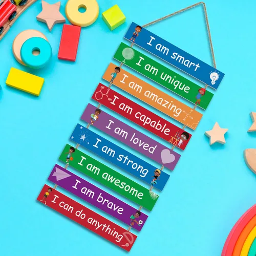 Miniatura 3 de Decoración de habitación infantil, juego de 9 piezas de arte de pared para habitación de niños, decoración motivacional de pared para colgar
