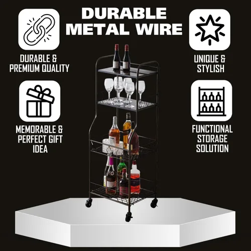 Miniatura 9 de Kings Brand Furniture - Estante para hornear de cocina de 4 niveles, soporte para horno de microondas, carrito utilitario con ruedas para servir