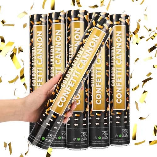 Miniatura 8 de Paquete de 5 cañones de confeti dorados de 12 pulgadas, cañones de confeti para fiestas de graduación, bodas, fiestas de cumpleaños y celebración