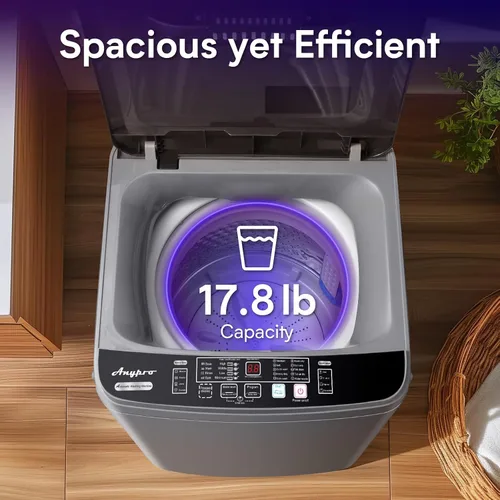 Miniatura 4 de Anypro Lavadoras de ropa portátiles de 17.8LBS lavadora y centrifugadora automática completa combo con 10 programas y 8 niveles de agua, máquina