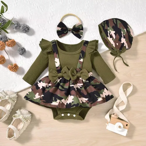Miniatura 151 de Unutiylo Ropa de bebé recién nacida prematura con tirantes, traje de otoño e invierno, traje de manga larga con volantes