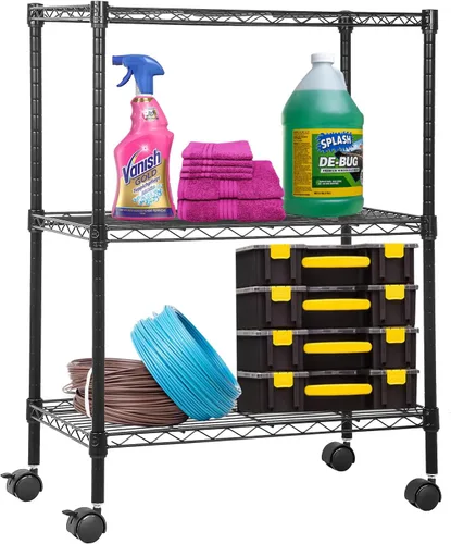 Miniatura 9 de PayLessHere Estante de alambre de 6 niveles 17 x 12 x 64 pulgadas Negro Estantes ajustables Estantes de almacenamiento de alta