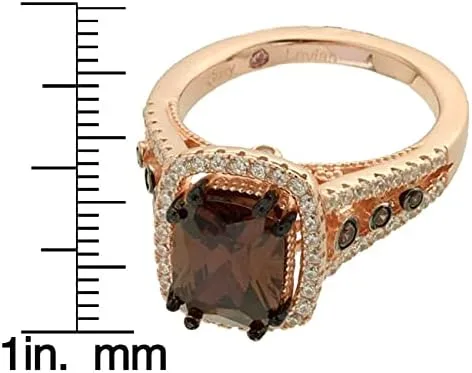 Miniatura 3 de Suzy Levian Rose Sterling Silver Brown Chocolate y White Cubic Zirconia Anillo de compromiso - Rosa, Gema, Zirconia cúbica