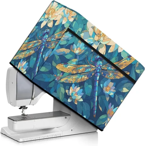 Miniatura 32 de Funda para máquina de coser de mariposas y flores con prácticos bolsillos, funda protectora con asa, para la mayoría de máquinas de coser estándar