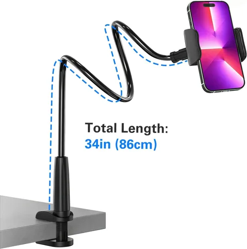 Miniatura 3 de MAGIPEA Soporte de teléfono de cuello de cisne para cama, soporte flexible de teléfono celular de 34 pulgadas para escritorio, soporte de abrazadera