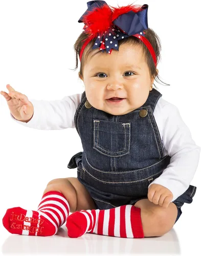 Miniatura 2 de JuDanzy Calcetines altos hasta la rodilla con puños para bebés niños pequeños y niños 2 pares 4-6 años RojoBlanco y NegroBlanco