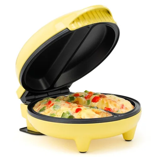 Holstein Housewares - Máquina para hacer tortillas y frittatas de acero inoxidable de 2 secciones, revestimiento antiadherente, fácil de limpiar,