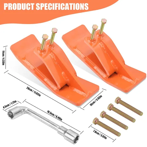 Miniatura 6 de Protector de cubo de tractor (versión mejorada), 2 protectores de borde de esquí, protector de deslizamiento de domador de césped con tuercas