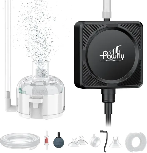 Miniatura 8 de Pawfly Mini bomba de aire para acuario, kit aireador de oxígeno ultra silencioso para peceras de 1 a 15 galones con tubo de aire, piedra de aire