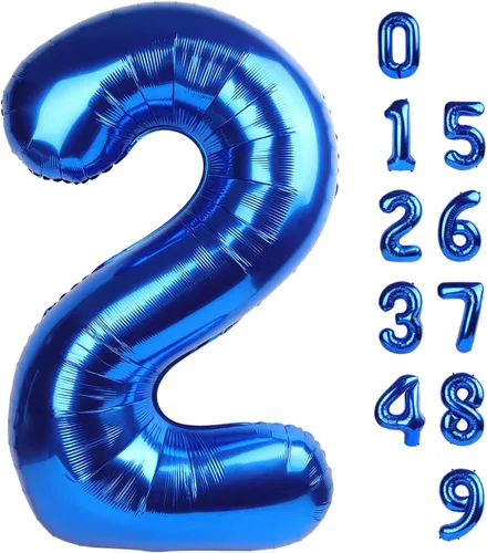 Miniatura 315 de Globos de números de 5 globos de 40 pulgadas, decoraciones de cumpleaños azules para niños y niñas, globos de números azul marino grandes