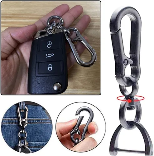 Miniatura 4 de 2 juegos de llavero para coche, clip para llave de coche, llavero con forma de herradura de liberación rápida con anillo en D y mosquetón redondo