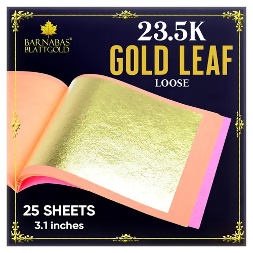 Miniatura 18 de Barnabas Blattgold Hoja de oro, oro real de 22 quilates [25 hojas, 3.1 pulgadas] - Patente de transferencia para pintura, artes y manualidades