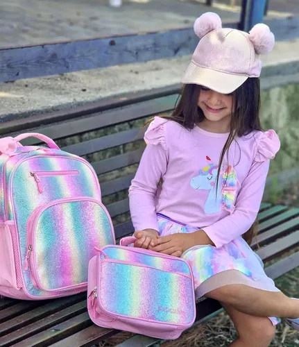 Miniatura 7 de mibasies Mochila para niñas y niños, ideal para niños y niñas, mochila para preescolar jardín de infantes y primaria, Glitter Rainbow, Niños-15"H