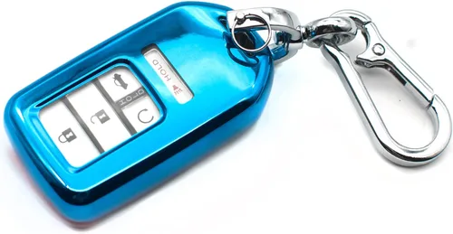 Compatible con Honda Civic CR-V CR-Z Fit Accord Odyssey Clarity HR-V Insight Passport Pilot Ridgeline Crosstour TPU Funda para Llavero de Auto, Azul