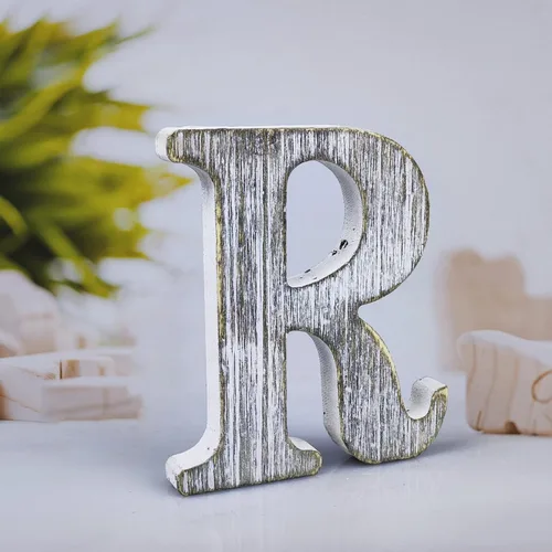 Miniatura 17 de Letras de madera rústica sin terminar de 4 pulgadas para decoración de pared, letras decorativas de pie en rodajas, decoración de tablero