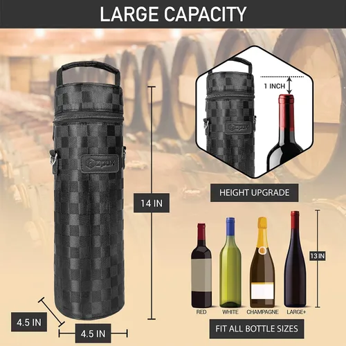 Miniatura 3 de opux Bolsa de Vino para Botella Individual, Bolsa Aislada para Enfriar Vino para Viaje, Picnic, Playa con Correa de Hombro, Estuche Térmico