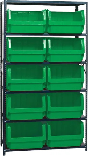 Miniatura 393 de Quantum QSBU-245BK Heavy Duty Shelving Unit with (7) Shelves and (24) QUS245 Black Bins for Garage Warehouse Storage Distribution 400 lb Load