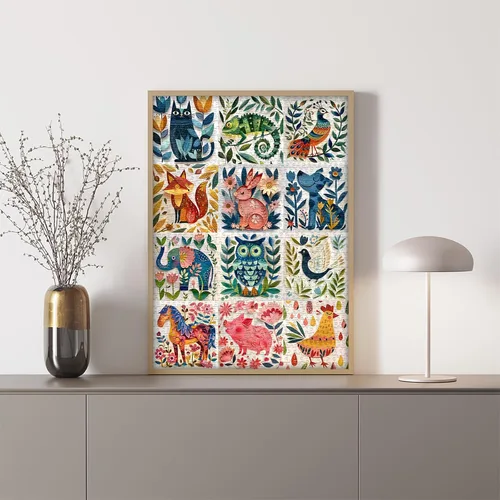 Miniatura 3 de Rompecabezas de animales para adultos, 1000 piezas, rompecabezas de naturaleza con perro, gato, pájaro, búho, pollo, elefante, caballo, zorro