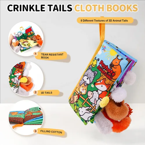 Miniatura 3 de Jollybaby Libros de tela para bebés, libros suaves arrugados para tocar y sentir, para bebés lactantes, juguetes interactivos educativos tempranos C